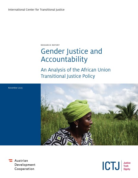 Cover of the report Gender Justice and Accountability: An Analysis of the African Union Transitional Justice Policy